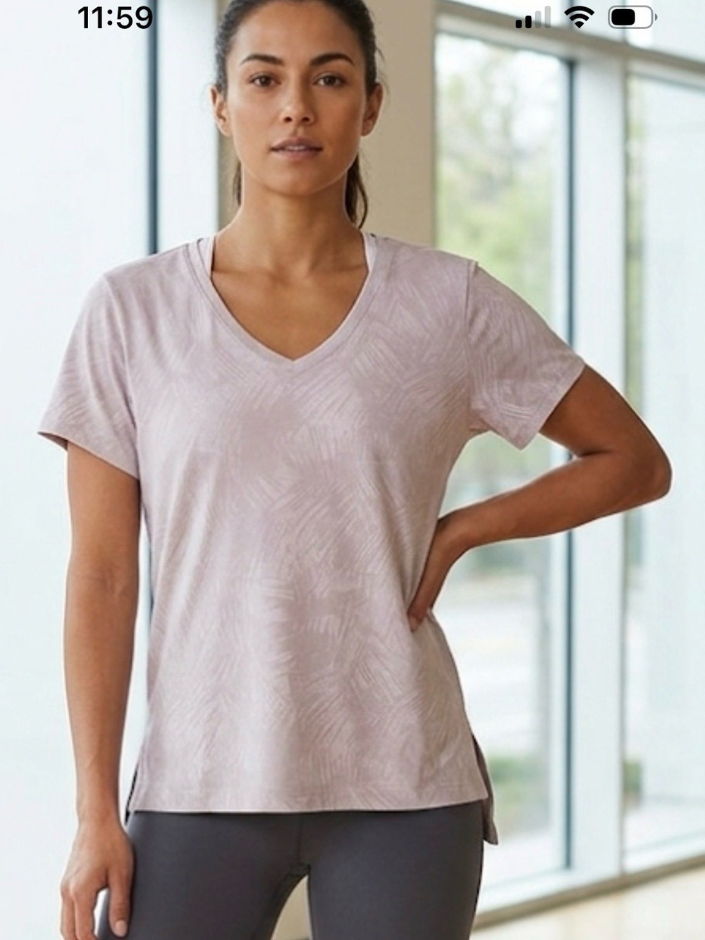 Lululemon Women's V-Neck Beige shortsleeved Tee, Size 8​